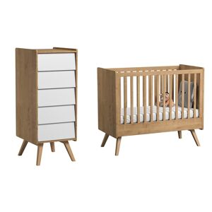 Vox Lit bébé 60x120 chiffonnier naturel blanc Beige 125x103x65cm