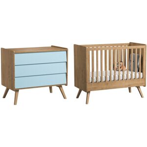 Vox Lit bébé 60x120 commode à langer naturel bleu Multicolore 125x103x65cm