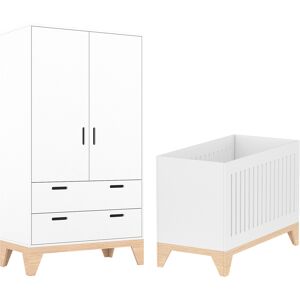 Songes et rigolades Lit évolutif 60x120 armoire blanc naturel