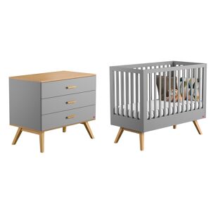 Vox Lit bébé 60x120 commode à langer gris Gris 124x99x65cm