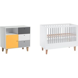 Vox Lit bébé 60x120 commode à langer jaune Jaune 125x97x65cm