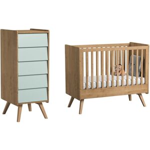 Vox Lit bébé 60x120 chiffonnier naturel vert Multicolore 125x103x65cm