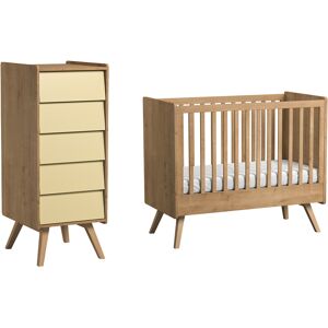 Vox Lit bébé 60x120 chiffonnier naturel beige Beige 125x103x65cm