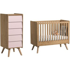 Vox Lit bébé 60x120 chiffonnier naturel rose