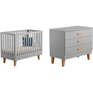 Vox Lit bébé 60x120 commode à langer gris Gris 125x97x65cm