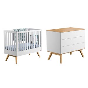 Vox Lit bébé 60x120 commode à langer blanc Blanc 125x104x65cm