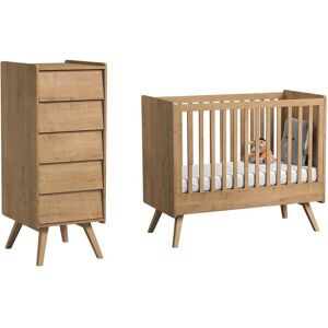 Vox Lit bébé 60x120 chiffonnier naturel Beige 125x103x65cm