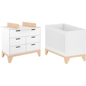 Songes et rigolades Lit evolutif 60x120 commode langer blanc naturel