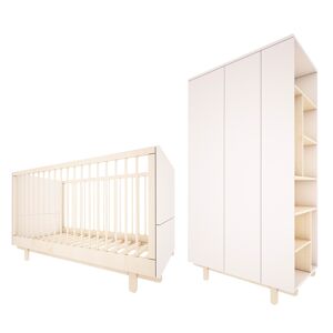 Wood Luck Design Lit évolutif 70x140 armoire 2 portes blanc Blanc 145x99x75cm