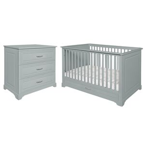 Novelies Lit évolutif 70x140 commode 3 tiroirs gris