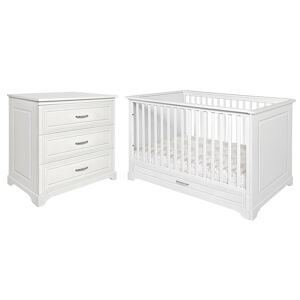 Novelies Lit évolutif 70x140 commode 3 tiroirs blanc