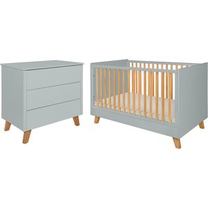 Novelies Lit évolutif 70x140 commode 3 tiroirs gris