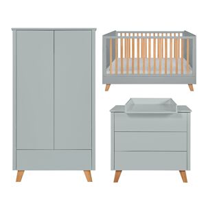 Novelies Chambre bébé : Trio - lit évolutif 70x140 commode armoire gris Gris 145x93x75cm