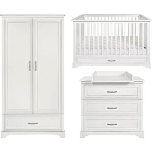 Novelies Chambre bébé : Trio - lit évolutif 70x140 commode armoire blanc