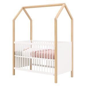 Toi Toi Kids Lit bébé 60x120 blanc naturel Beige 128x166x67cm