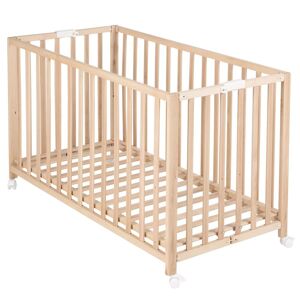 roba Lit bébé pliant 60x120 réglable en hêtre bio naturel - Publicité