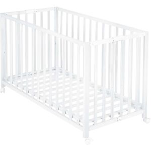 roba Lit bébé pliant 60x120 réglable en hêtre bio blanc - Publicité