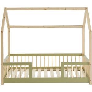 Baita Lit cabane avec barrières pin et vert 70x140 sommier inclus - Publicité