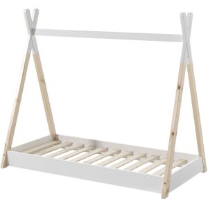 Drawer Lit enfant cabane en bois 70x140cm blanc et bois clair - Publicité