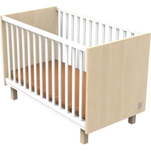 Sauthon Lit bebe 120x60 avec pieds decor chene velours et balustres blancs