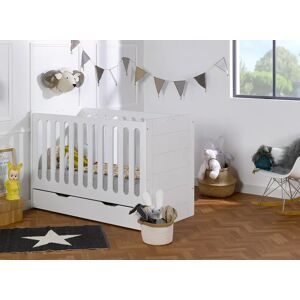 Nateo Concept Lit Bébé 60X120 Blanc Et Chêne