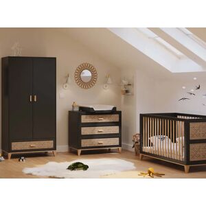 Nateo Concept Chambre bebe complete NAMI - Noir/Cedre