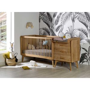 Lit bébé combiné évolutif 70x140 WOOD en Chêne Vintage