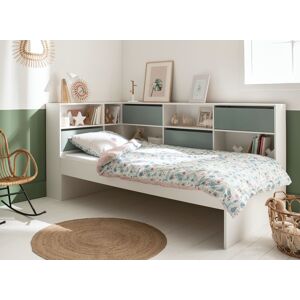 Nateo Concept Lit enfant avec rangement 90x190 MANLY - Blanc/Vert