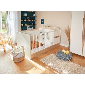 Nateo Concept Lit bébé combiné évolutif 70x140 ETHAN - Blanc/Bois