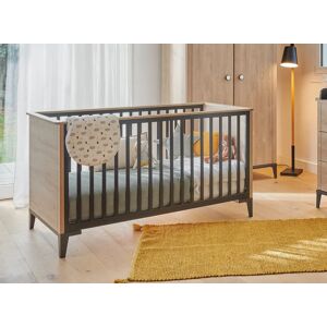 Nateo Concept Lit bébé évolutif 70x140 ELLIOT - Ardoise/Chêne