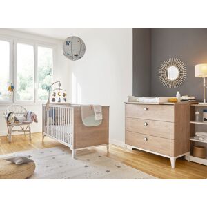 Nateo Concept Chambre bebe complete ELLIOT - Blanc/Chene