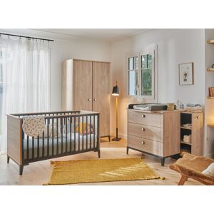 Nateo Concept Chambre bébé complète ELLIOT - Ardoise/Chêne