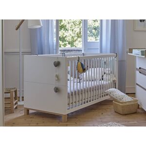 Nateo Concept Lit bébé évolutif 70x140 ETHAN – Blanc et Bois