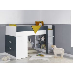 Nateo Concept Lit mi-hauteur avec bureau et commode 90x190 MANLY - Blanc/Bleu