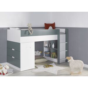 Nateo Concept Lit mi-hauteur avec bureau et commode 90x190 MANLY - Blanc/Vert