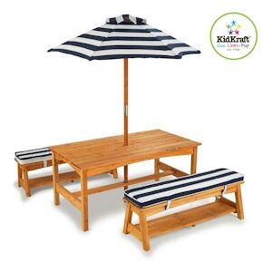 Ensemble table et bancs d'extérieur avec parasol enfant coloris 1 Kidkraft - Publicité