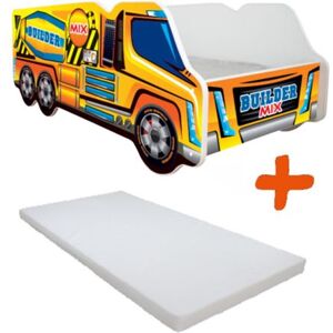 Non communiqué TOPBEDS Lit enfant Camion modèle malaxeur jaune + Matelas - 70x140 cm Jaune - Publicité