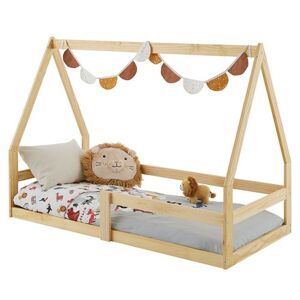 Non communiqué Lit cabane LUSIA 80x160 cm, lit simple 1 place pour bébé ou enfant de type Montessori, en pin massif à la finition naturelle Naturel - Publicité
