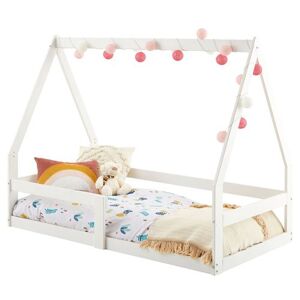 Non communiqué Lit cabane LUSIA 80x160 cm, lit simple 1 place pour bébé ou enfant de type Montessori, en pin massif lasuré blanc Blanc - Publicité