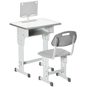 Non communiqué Bureau enfant avec chaise - ensemble bureau et chaise réglable - support de lecture, case - gris blanc - Publicité