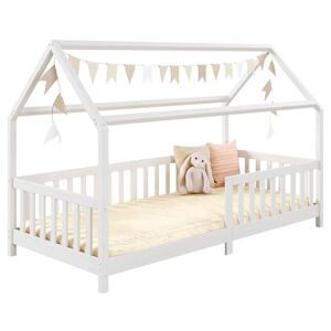 Non communiqué Lit cabane NINA lit enfant simple montessori en bois 90 x 190 cm, en pin massif lasuré blanc Blanc - Publicité
