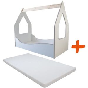 Non communiqué TOPBEDS Lit et Matelas - Lit Cabane Blanc et Gris Enfant - 140 x 70 cm Gris - Publicité