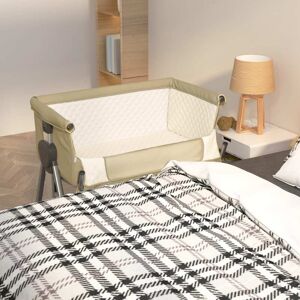 10291 vidaXL Lit pour bébé avec matelas Taupe Tissu de lin - Publicité