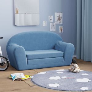 357002 vidaXL Canapé-lit pour enfants 2 places bleu peluche douce - Publicité