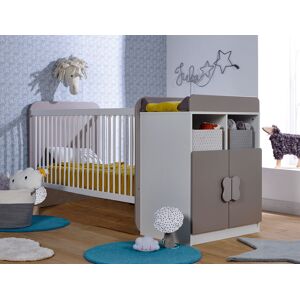 Chambrekids Lit bébé évolutif combiné Madrid Blanc & Lin 70x140