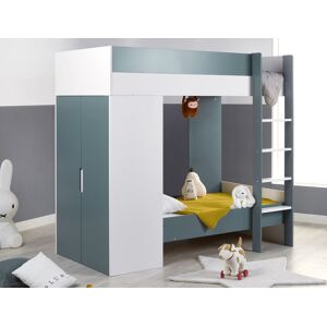 Chambrekids Lit superposé évolutif avec armoire Opus Blanc & Vert mousse