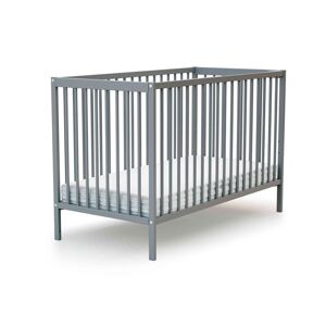 AT4 Lit bébé à barreaux en bois gris 70x140