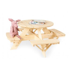 Pinolino Table de jardin ronde en bois pour enfant Nicky – 1 table 4 bancs - Publicité