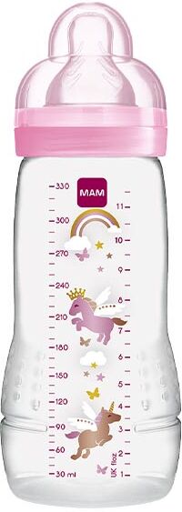 MAM Easy Active 2ème Âge Biberon +6m Licorne Rose 330ml