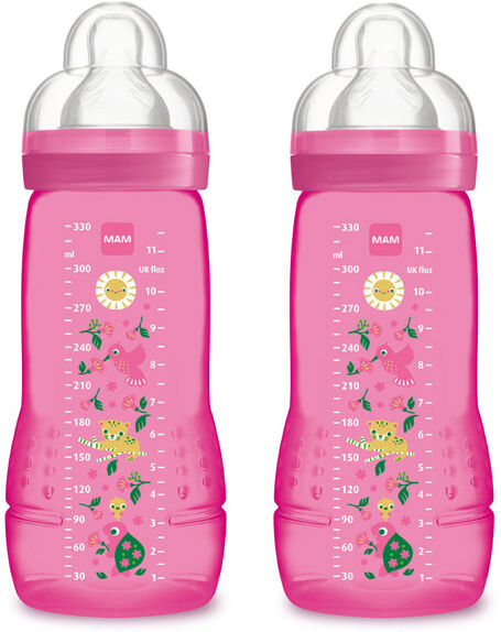 MAM Easy Active 2ème Âge Biberon +6m Rose Jungle Lot de 2 x 330ml